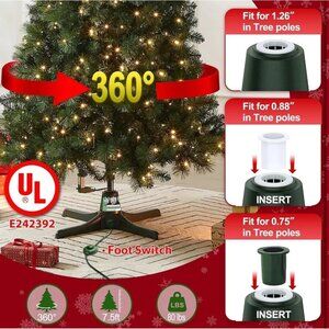 Rotating Christmas Tree Stand W' Foot Switch Control 625W Power Capacity